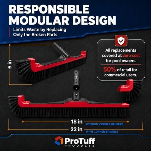 22&Prime; Pool Brush Algae Scrubber for Walls & Steps – Heavy Duty Cleaning Tool