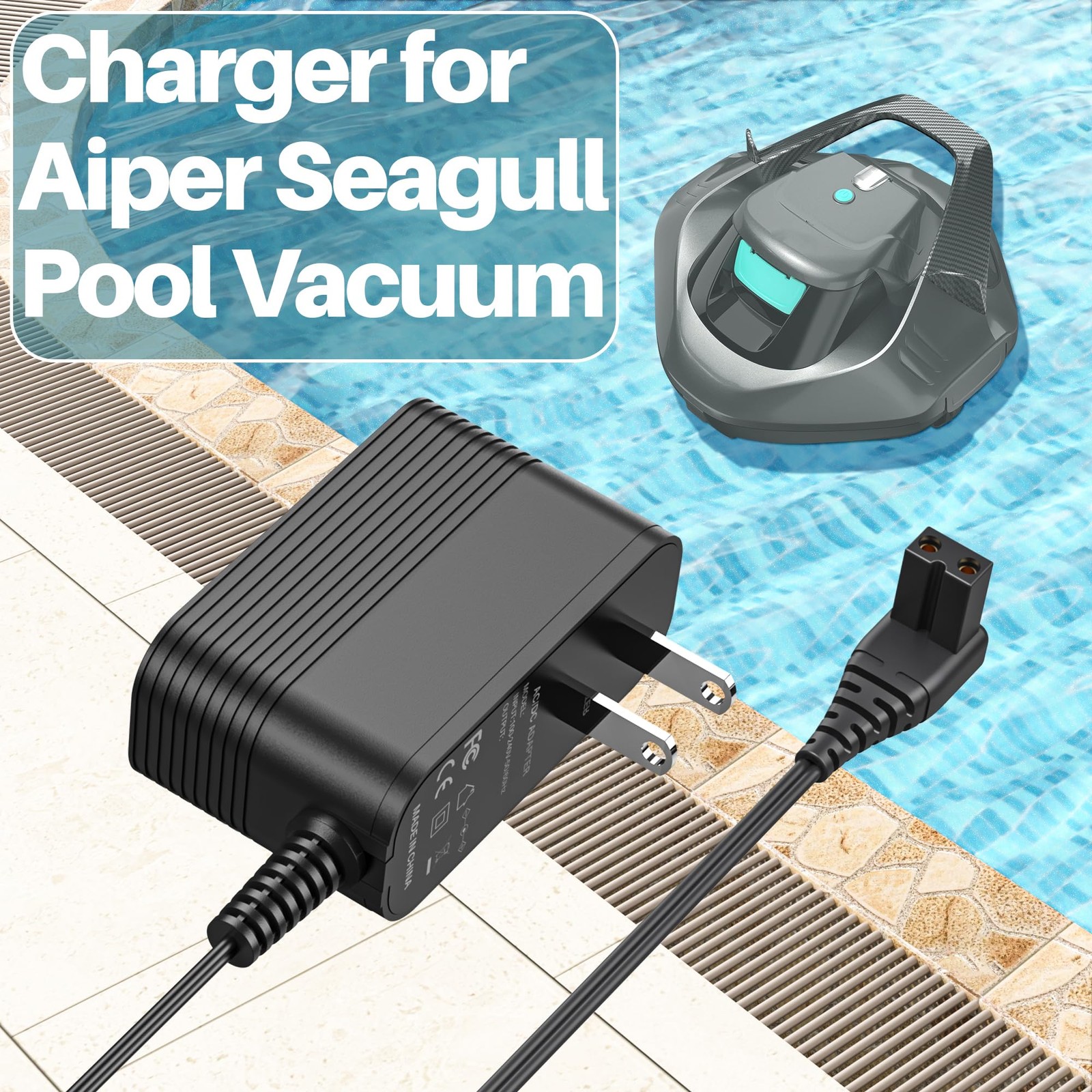 12.6V Charger for Aiper Pool Vacuums 600 800 800B SE 1000 1500 AC Adapter