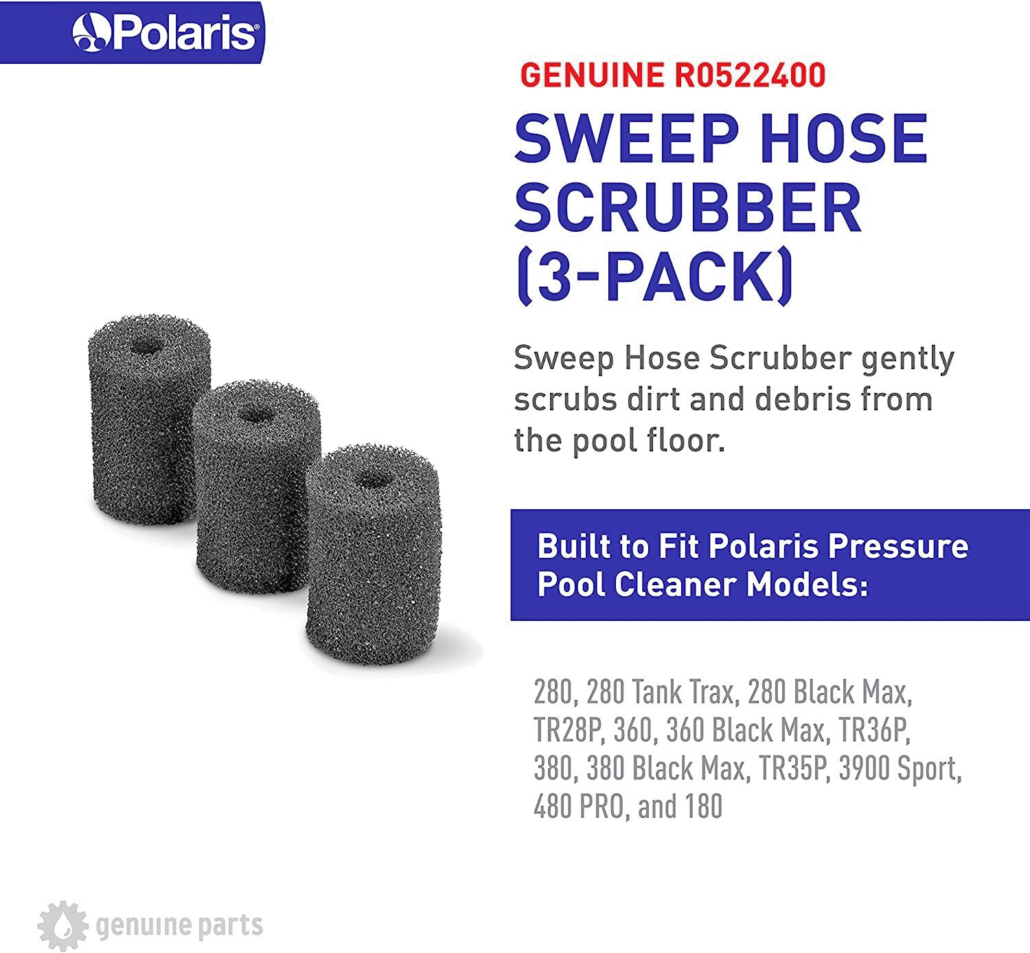 Polaris Genuine R0522400 Sweep Hose Scrubbers 180 280 360 380 3900 (6) 3-PKS