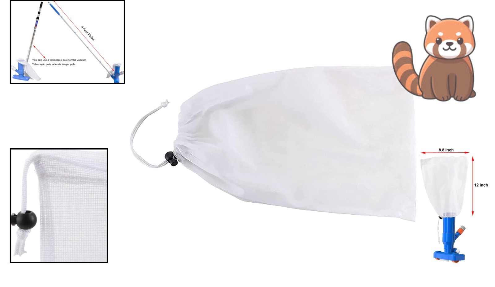 Fine Mesh Debris Replacement Bag for Pool Spa Mini Jet Vac – Fits Pentair 204