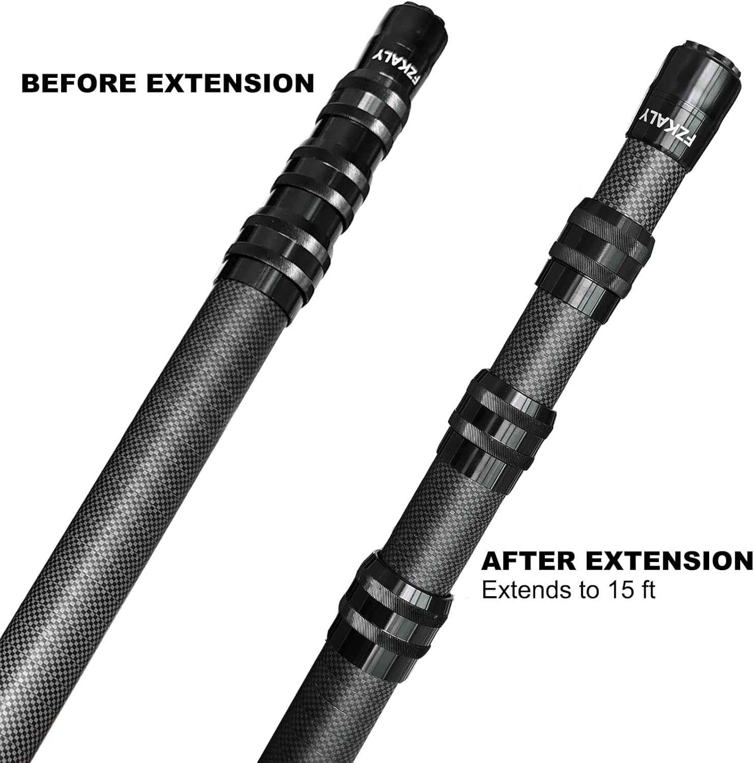 15FT Lightweight Carbon Fiber Telescoping Pool Pole – Rustproof Skimmer