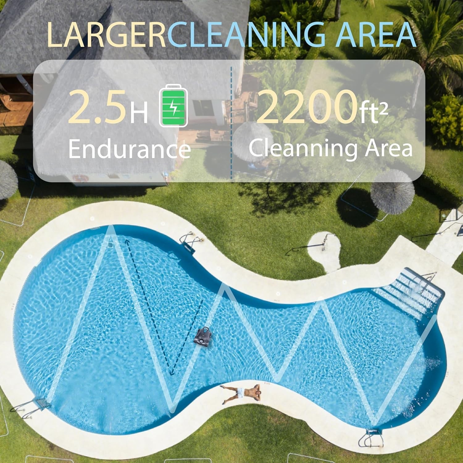Cordless Robotic Pool Cleaner Automatic Pool Vacuum for In-Ground/Above GREY