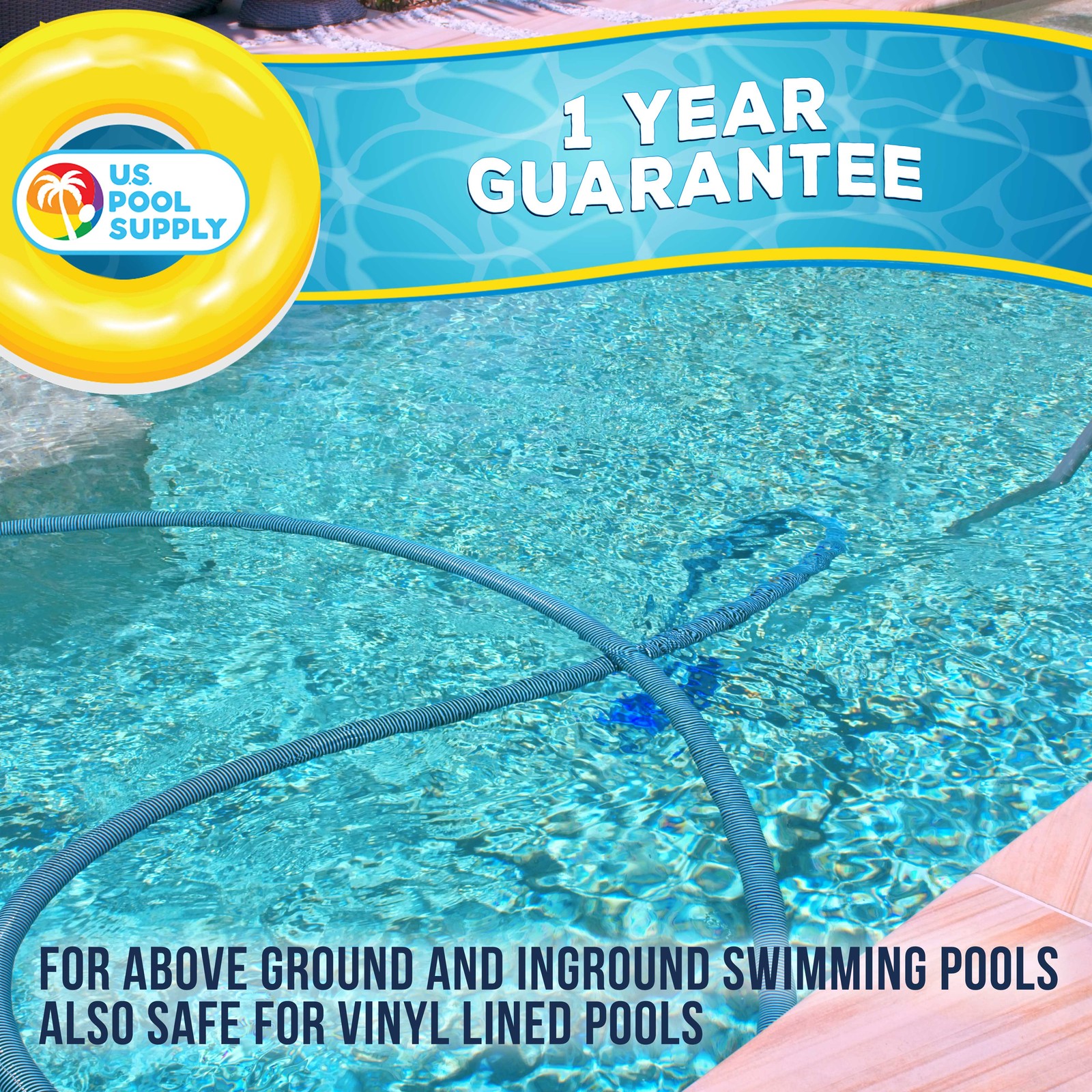 U.S. Pool Supply 16&Prime; Weighted Flexible Swimming Pool Vacuum Head, Side Brushes