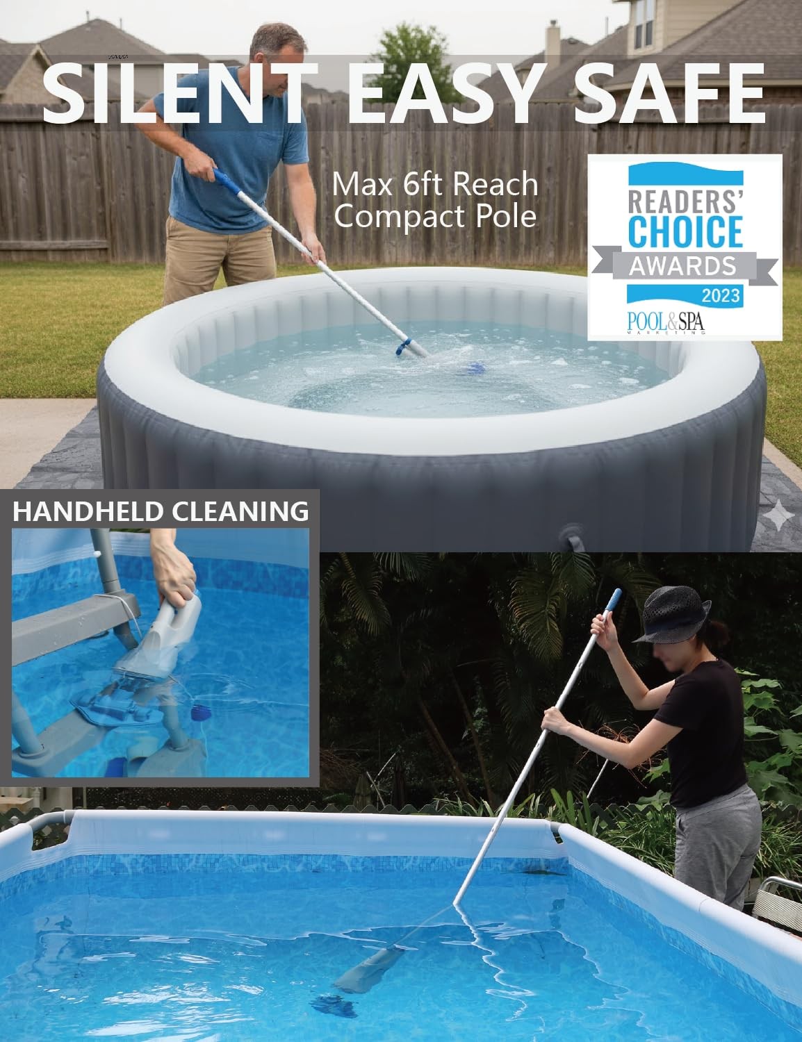 KOKIDO Cordless Handheld Pool Vacuum for Above Ground Pool, with XV110, Blue
