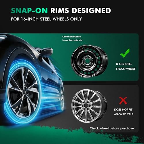 Snap On Hubcap Rim 16 inch Auto Tire Replacement Exterior Cap OEM 16in black