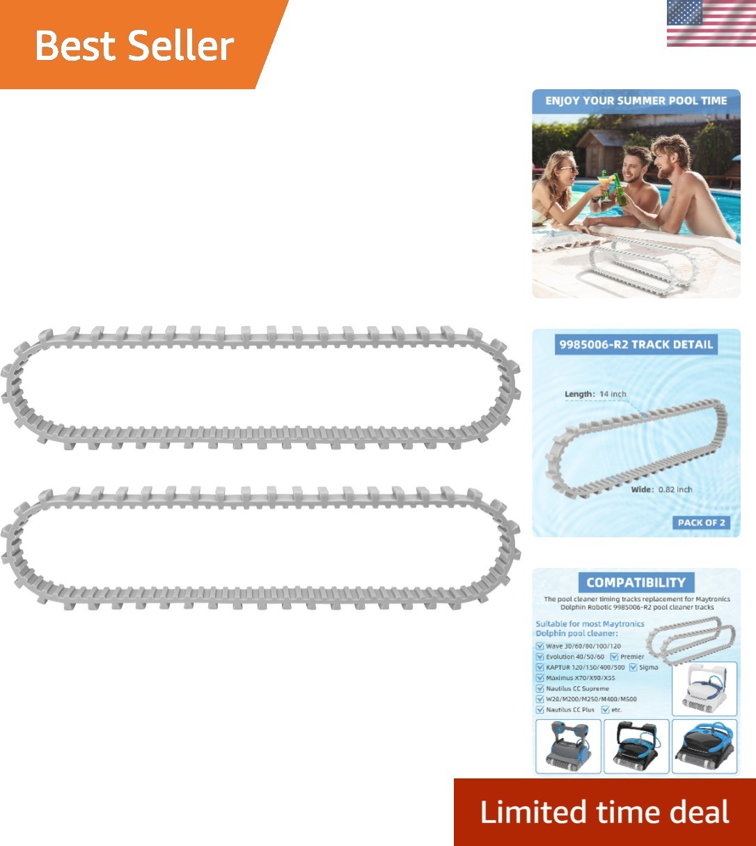 9985006-R2 Automatic Robotic Pool Cleaners Tracks Parts Replacement for Dolph…
