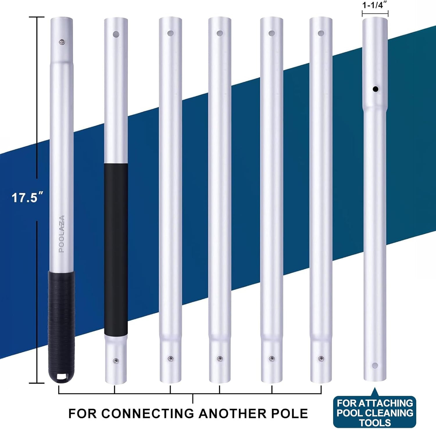 Dual-Handle Anodized Aluminum Telescopic Pool Pole, 10.5 Ft