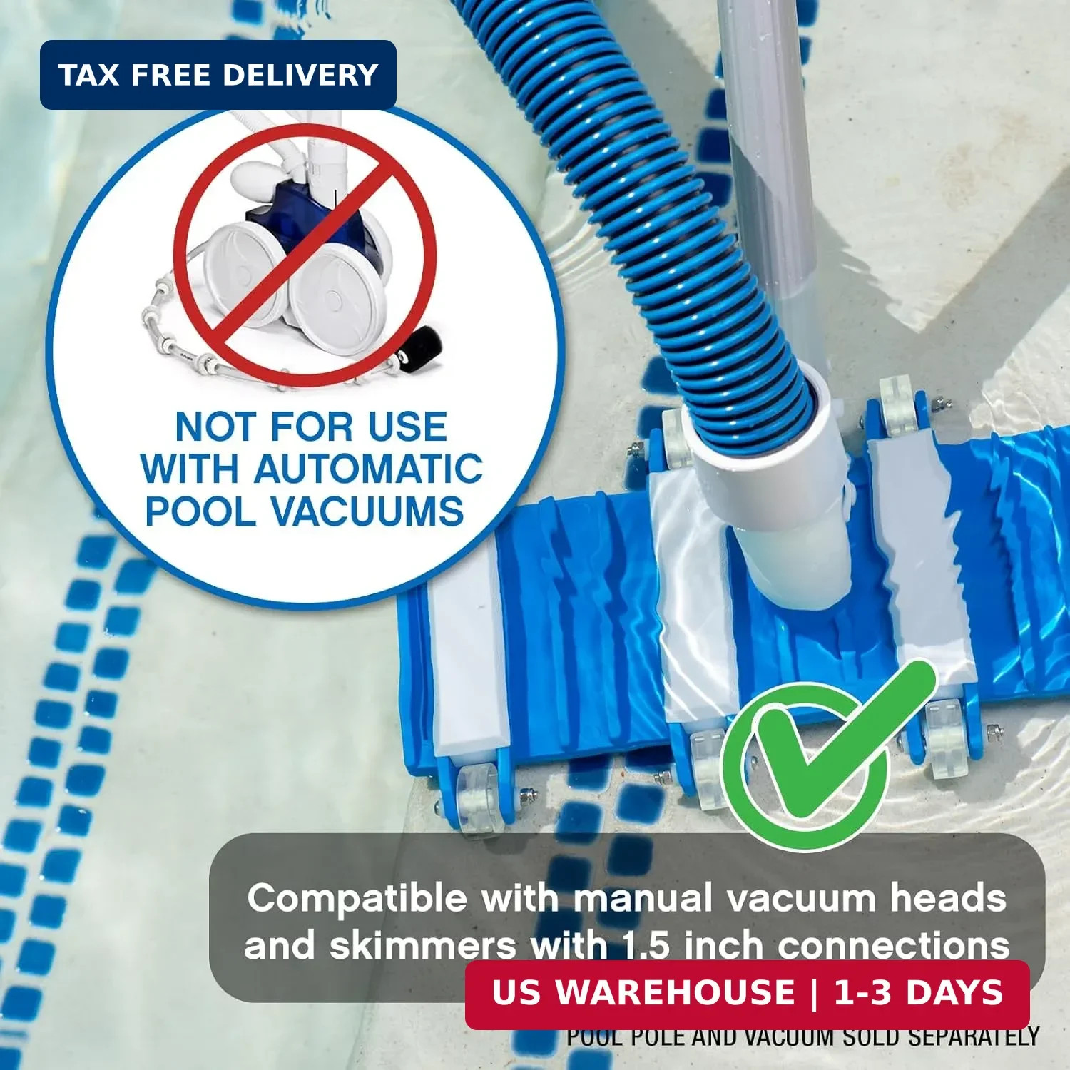 Poolmaster Manual Pool Vacuum Hose, 35 Ft x 1-1/2&Prime; for Inground & Above Ground P