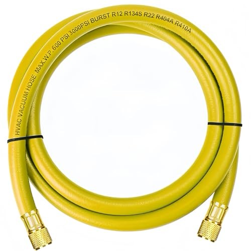 2026 Upgraded 3/8&Prime; HVAC Vacuum Hose,72&Prime; Refrigerant Charging Yellow 6Ft