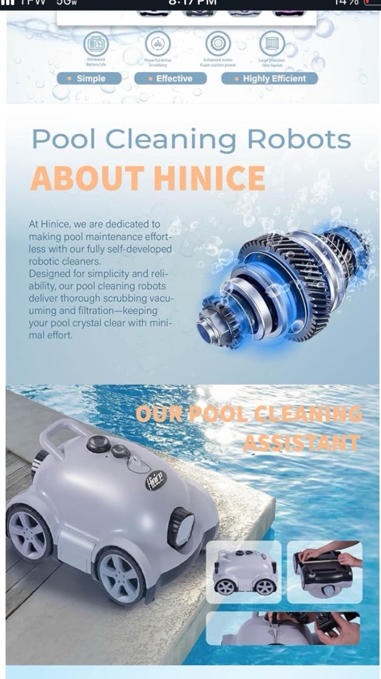 Pool Cleaner Robot for In-Ground/Above Ground Pools – Battery Powered – Gray