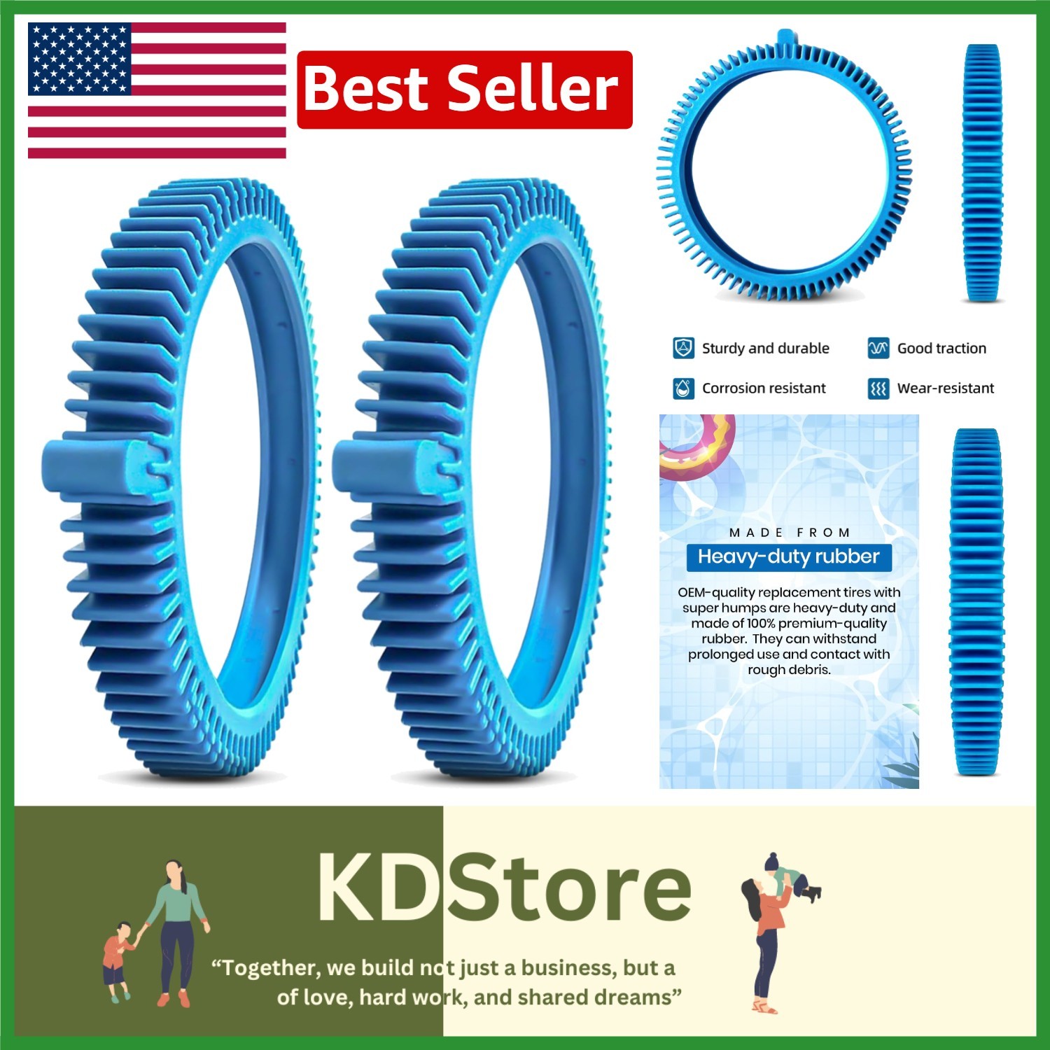 Quick Installation 2-Pack Super Hump Tires for Poolvergnuegen & Hayward Models