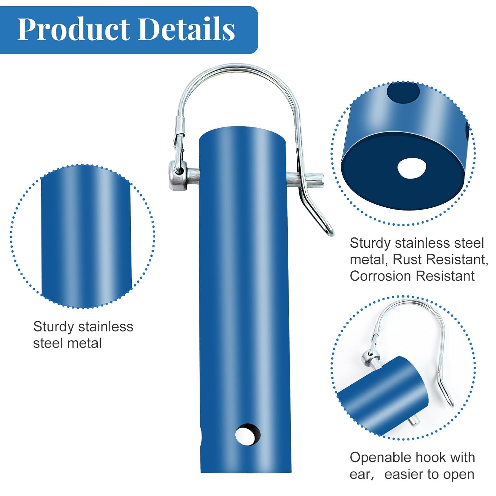 Blue Pool Equipment Organizer 4 Pack Tool Holder Rack