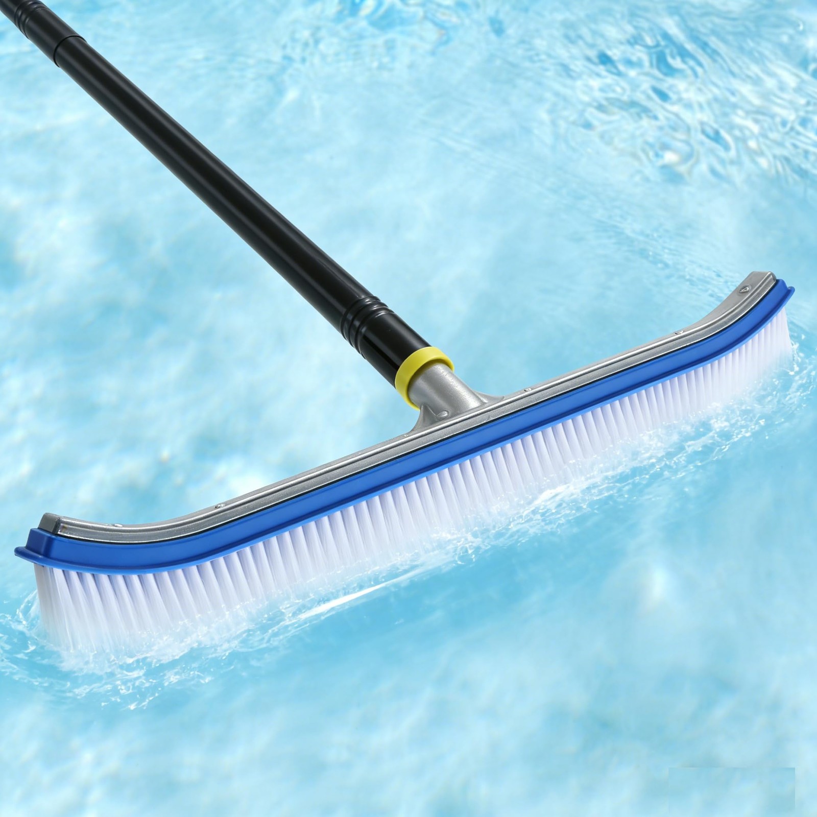 10FT Heavy Duty Pool Brush with Adjustable Pole for Inground & Above Ground
