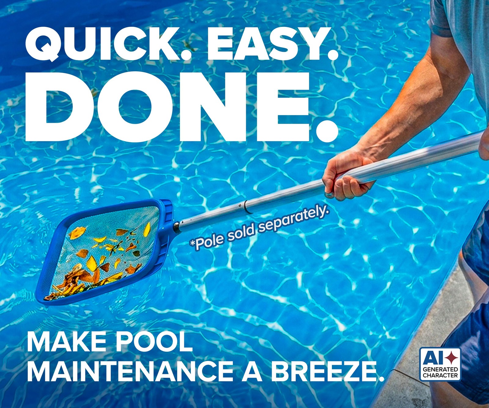 Pool Leaf Skimmer Net 15 Inch Heavy Duty – Self-Repairing Mesh for Easy Cleaning