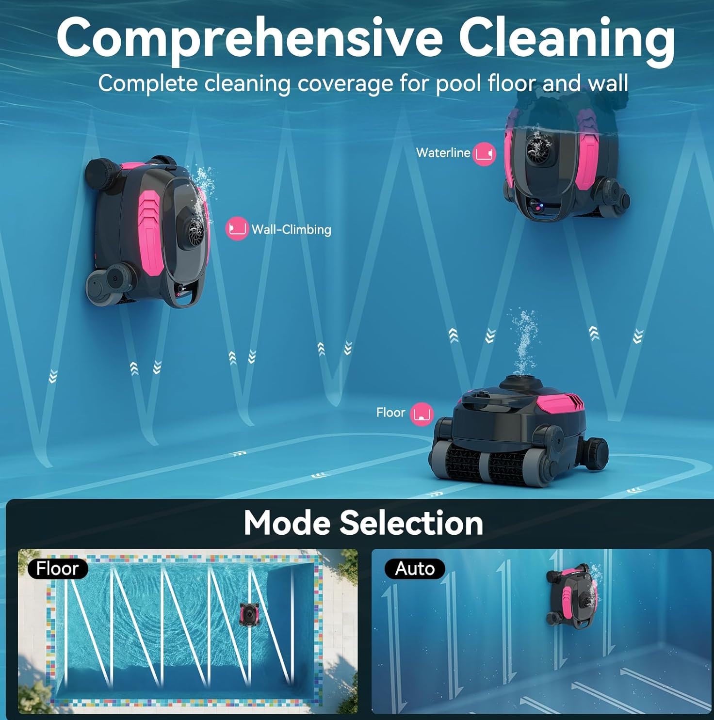 ROBOKLEEN RK-X3 Cordless Robotic Pool Cleaner Wall Climbing To 1615 Sq. Ft.