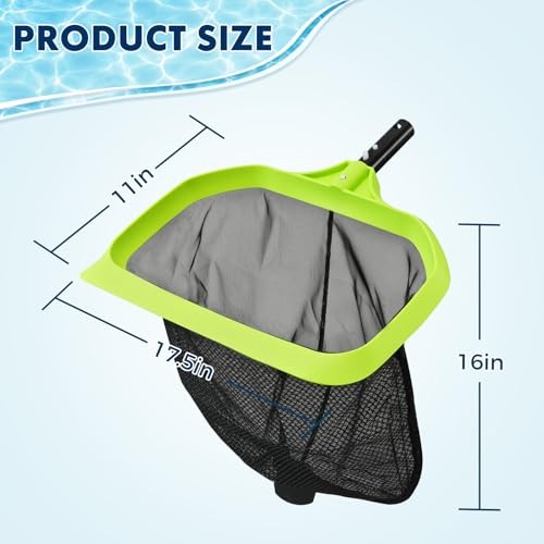 Pool Skimmer Net 17.5&Prime; Leaf Rake with Fine Mesh – Reinforced Pool Net