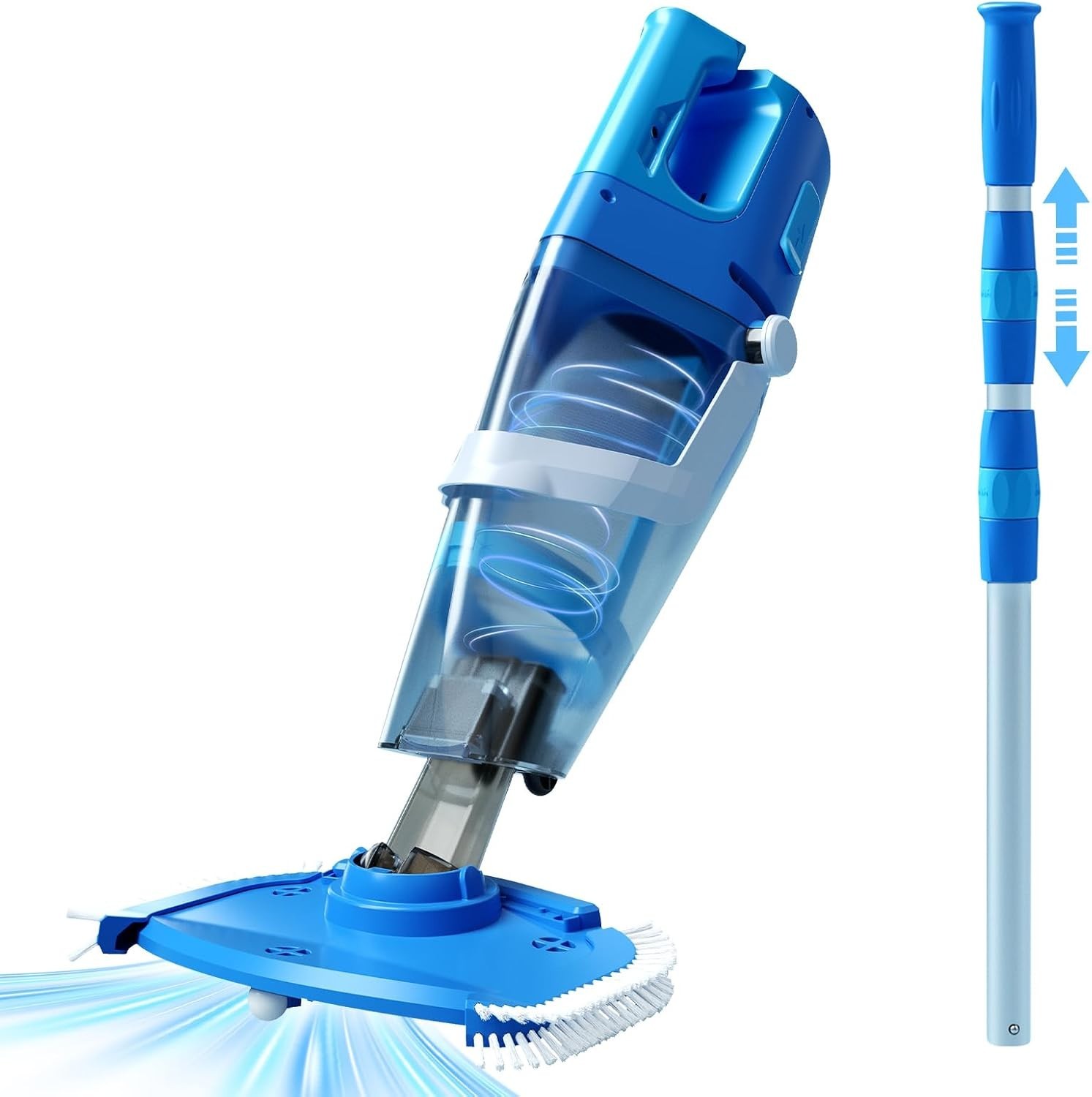 Powerful Cordless Pool Cleaner – Dual Heads, Telescopic , Waterproof Design