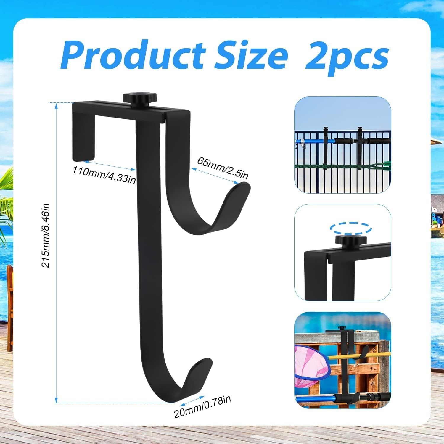 Durable Pool Fence Equipment Hooks x2 – Easy Install, Multiple Applications
