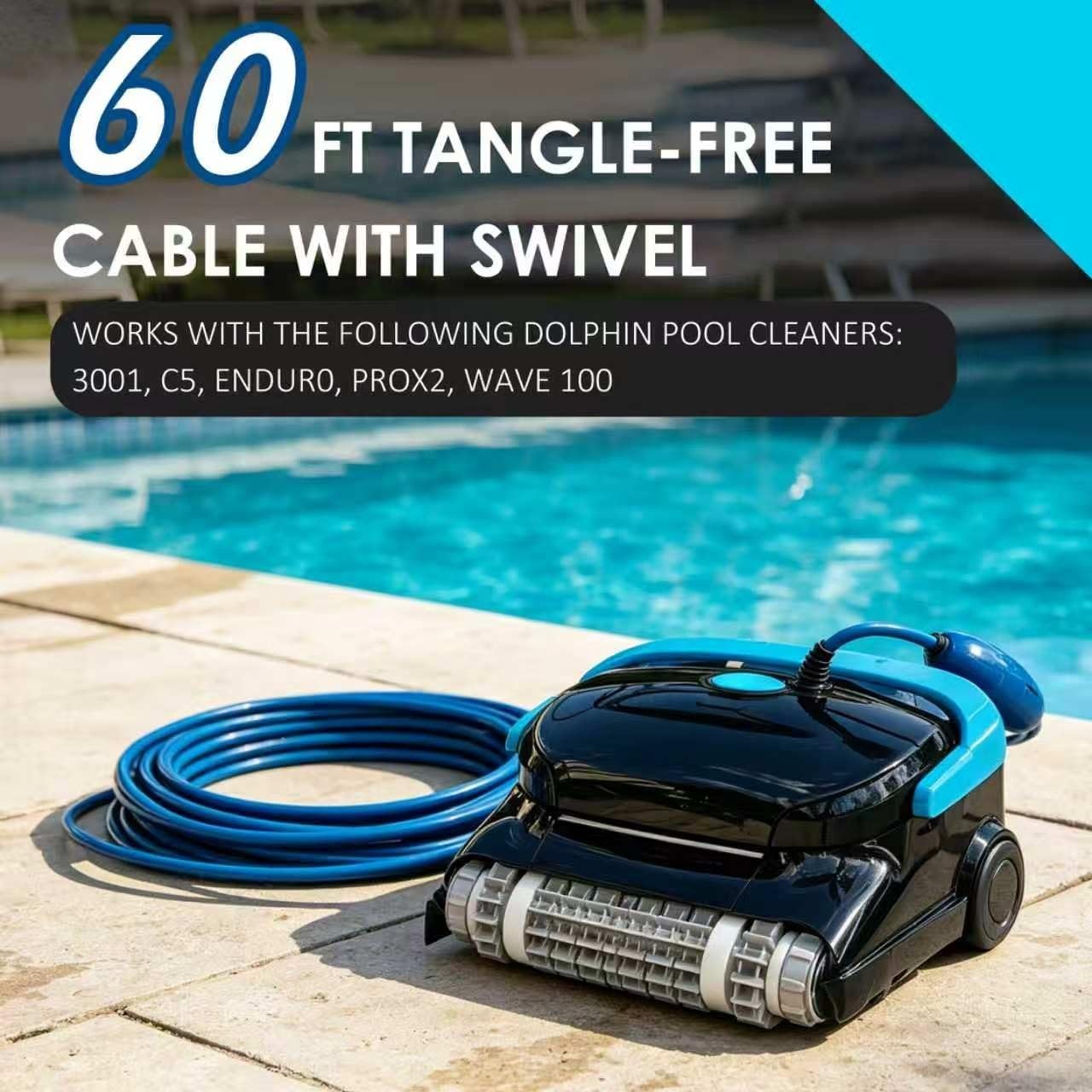 9995862 60ft Cable for Dolphin Nautilus CC Plus (Non-WiFi) w/ Swivel & Floats