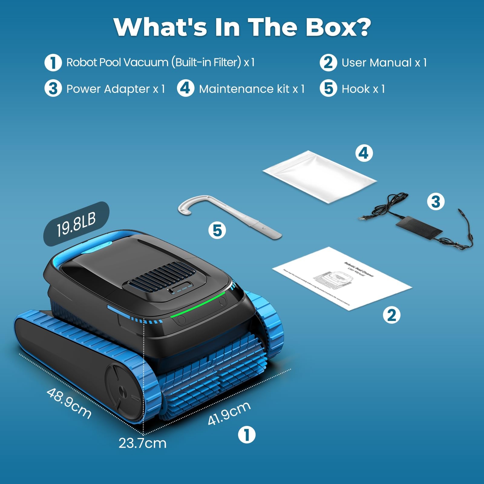 Automatic Robotic Pool Cleaner, Cordless Vacuum Robot 4 Inground & Above Ground