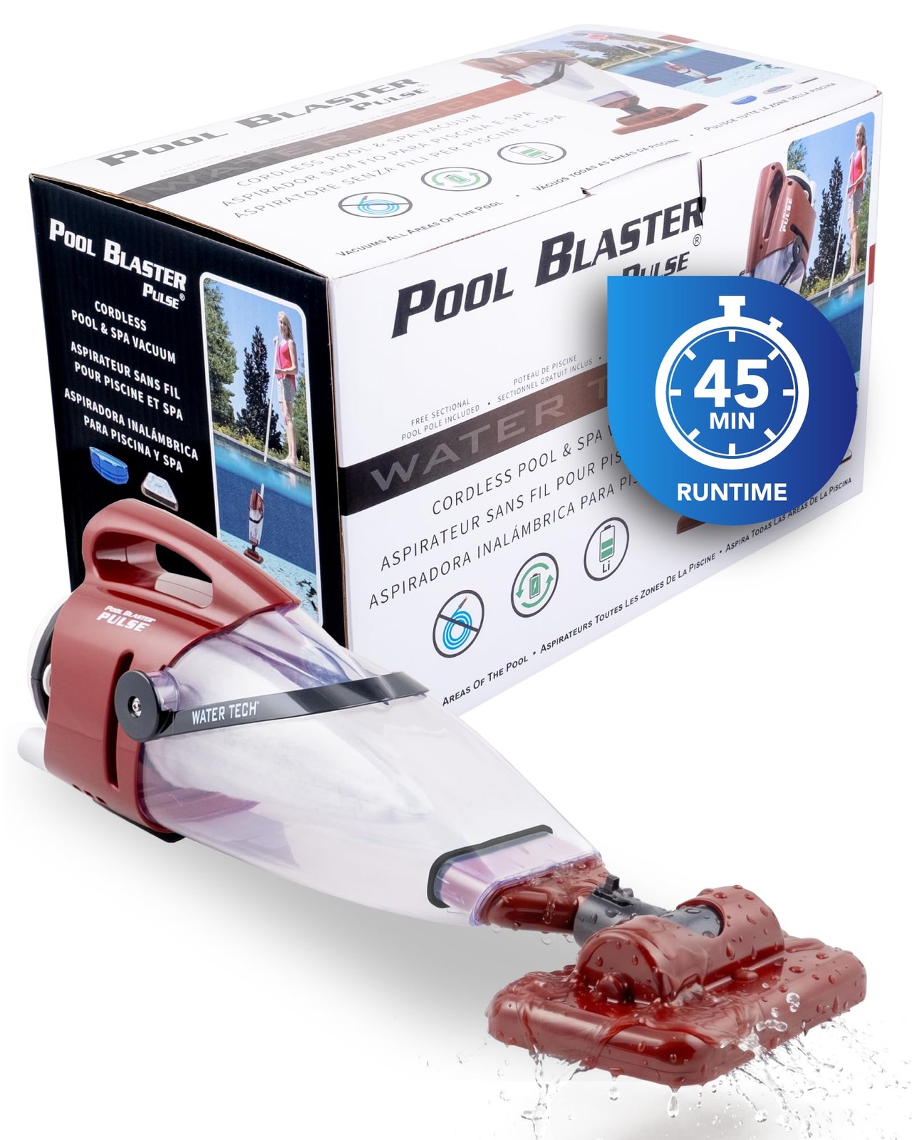 POOL BLASTER Pulse Cordless Pool Vacuum for Above Ground – Red
