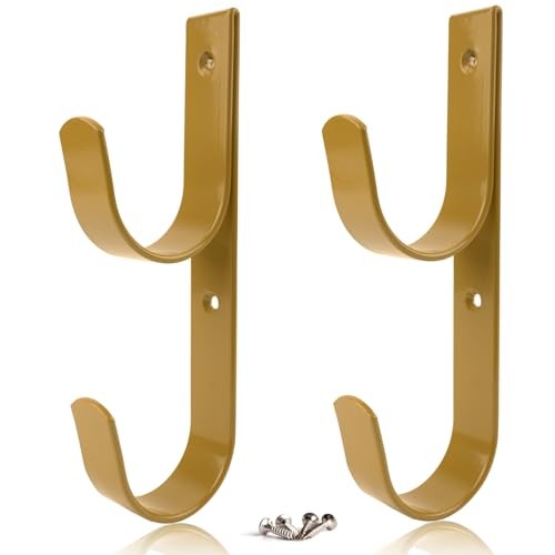 2 PCS Set Wide Pool Pole Hangers Heavy Duty Aluminium Holder Hooks with Brown