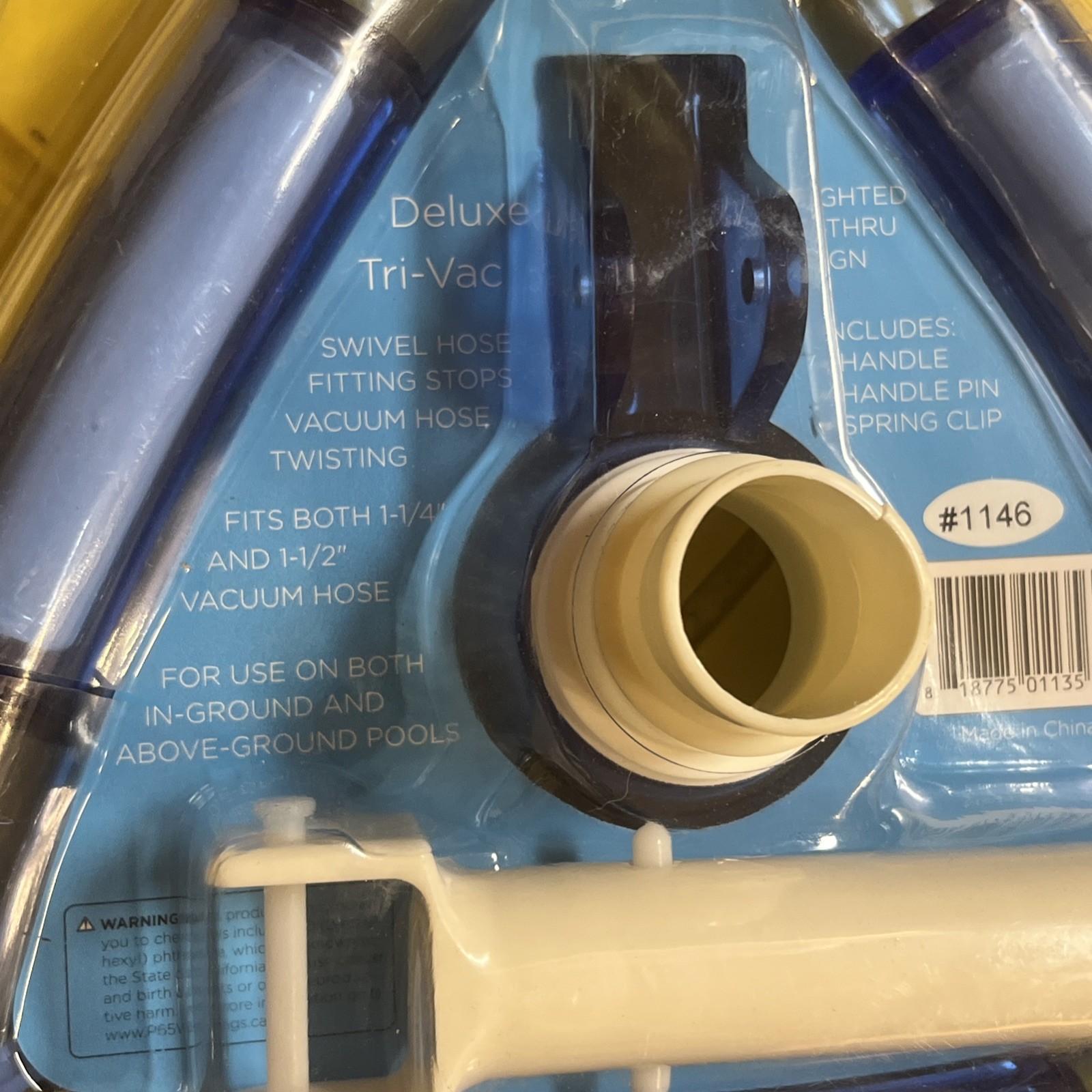 Deluxe Weighted Clear Tri-Vac Pool Vacuum Head For Pool Cleaning