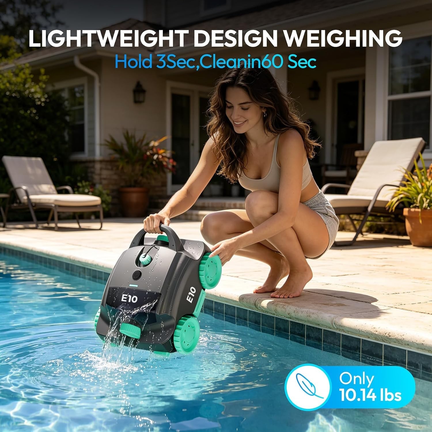 YOPOOL Cordless Robotic Pool Cleaner 100-Min Flat-Bottom Pools to 860 Sq.Ft