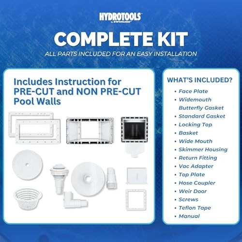 Wide Mouth Above Ground Pool Skimmer Kit | ABS Construction | Easy Access Basket