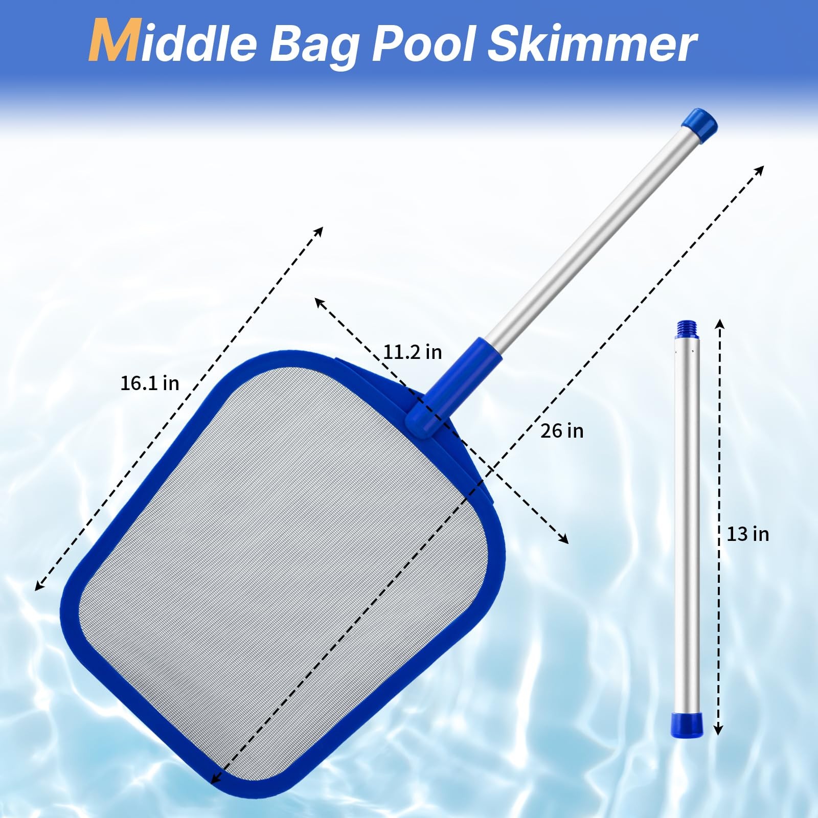 Pool Skimmer – Hot Tub Skimmer Spa Net with Pole, 26 », Ultra Fine Mesh Net S..
