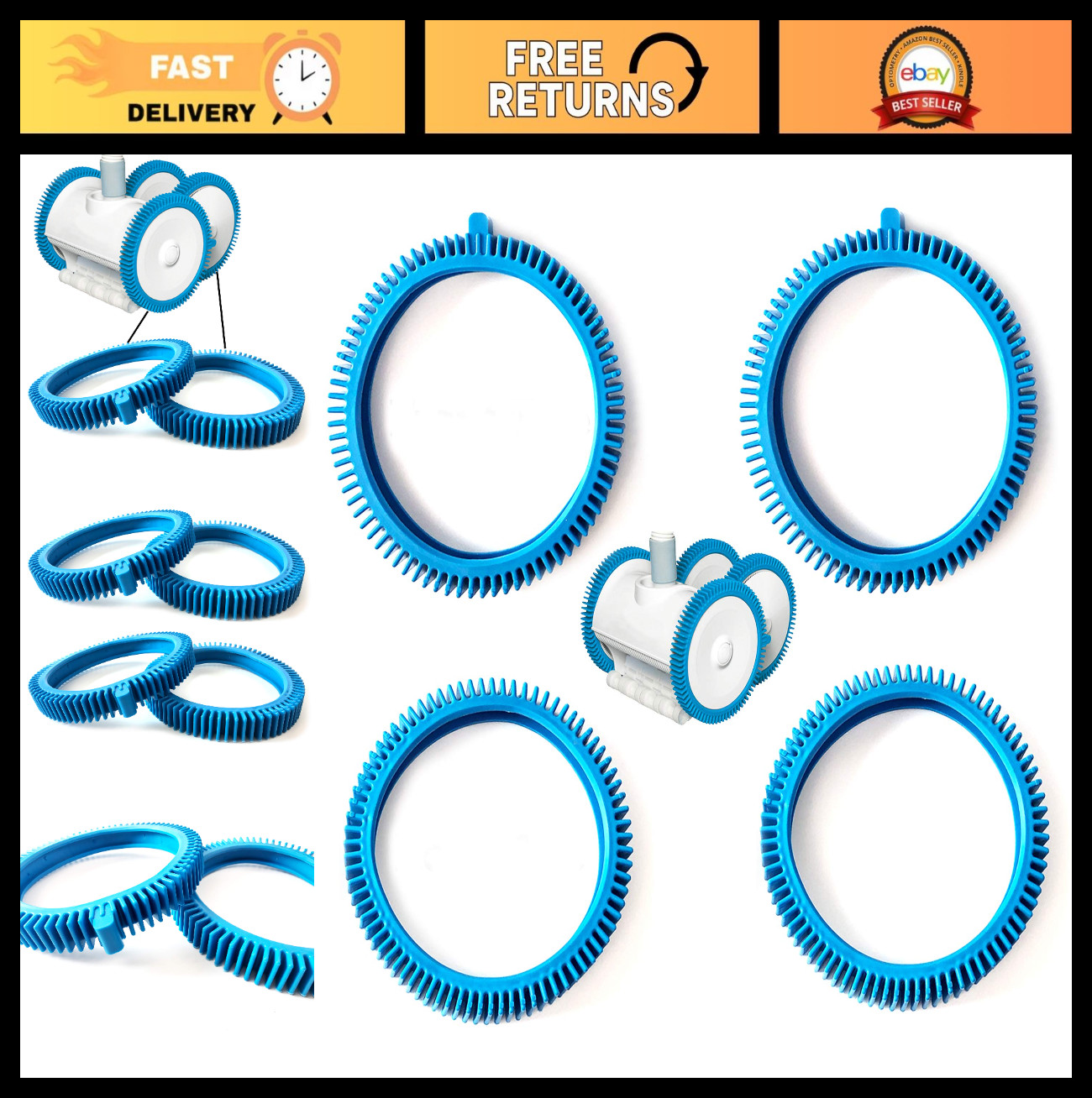 Pool Cleaner Tire Combo Kit – Front & Rear Replacement for Super Hump (4-Pack)