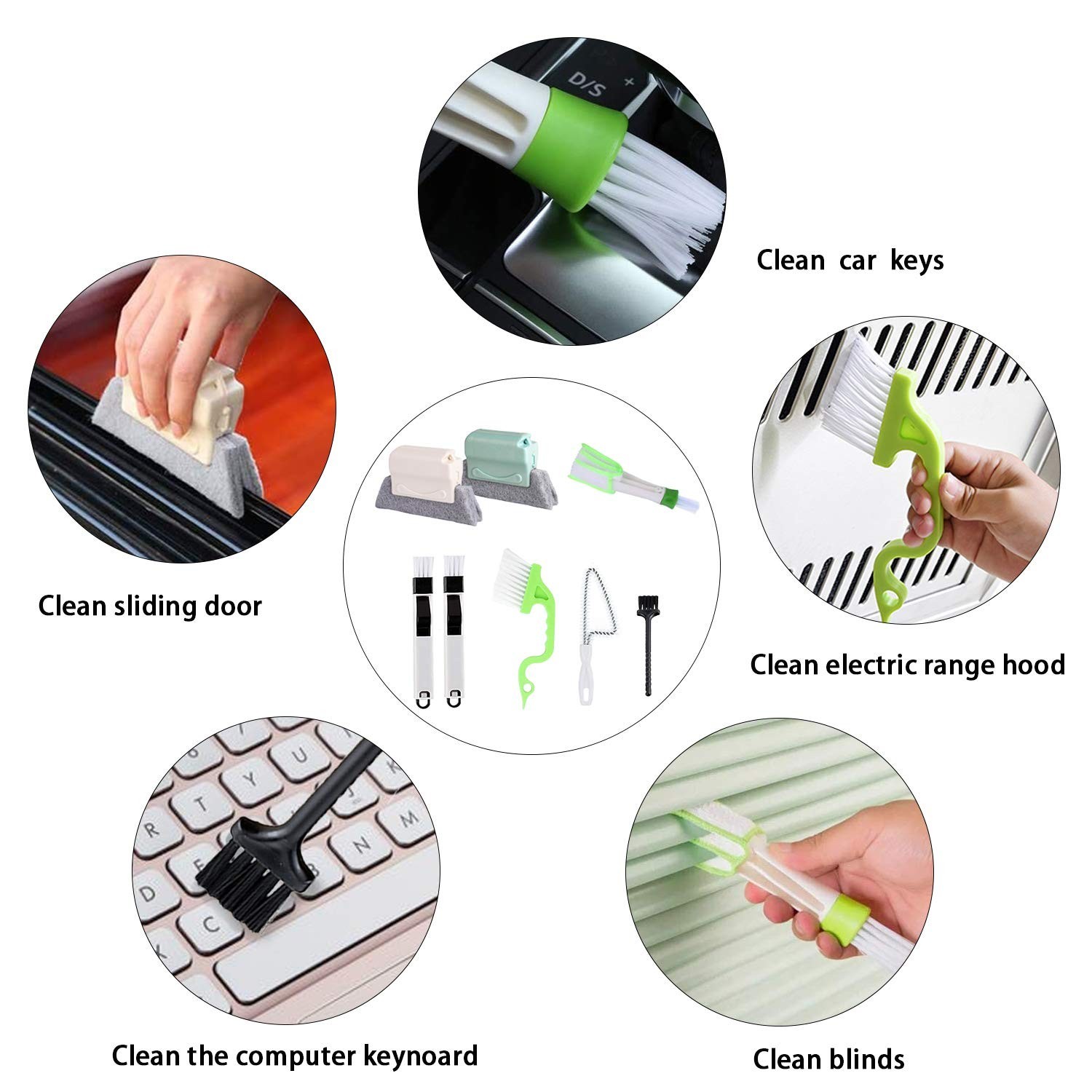 8 Pcs Hand-held Groove Gap Cleaning Tools,Door Window Track Cleaning Tools Gr…