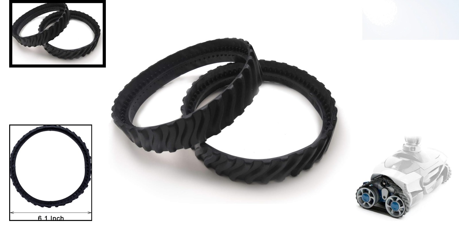 1 Pair R0526100 Heavy-Duty Rubber Replacement Tracks for MX6/MX8 Pool Cleaners