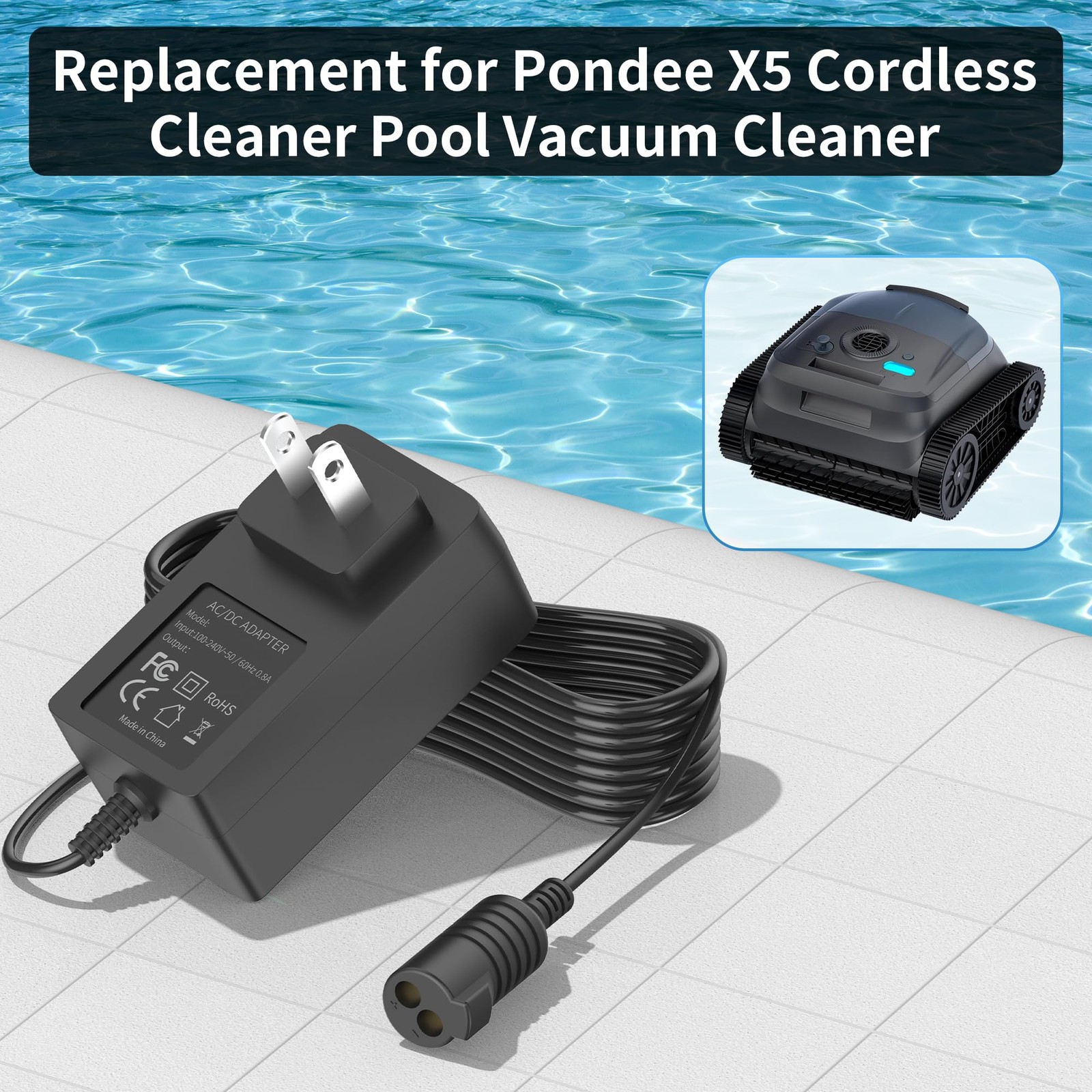25.2V Charger for Pondee Robotic Pool Vacuum with Pondee X5 Cordless Cleaner …