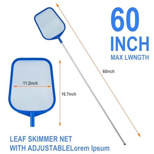 Pool Skimmer – Pool Skimmer Net with 5 Section Pool Skimmer Net with Pole