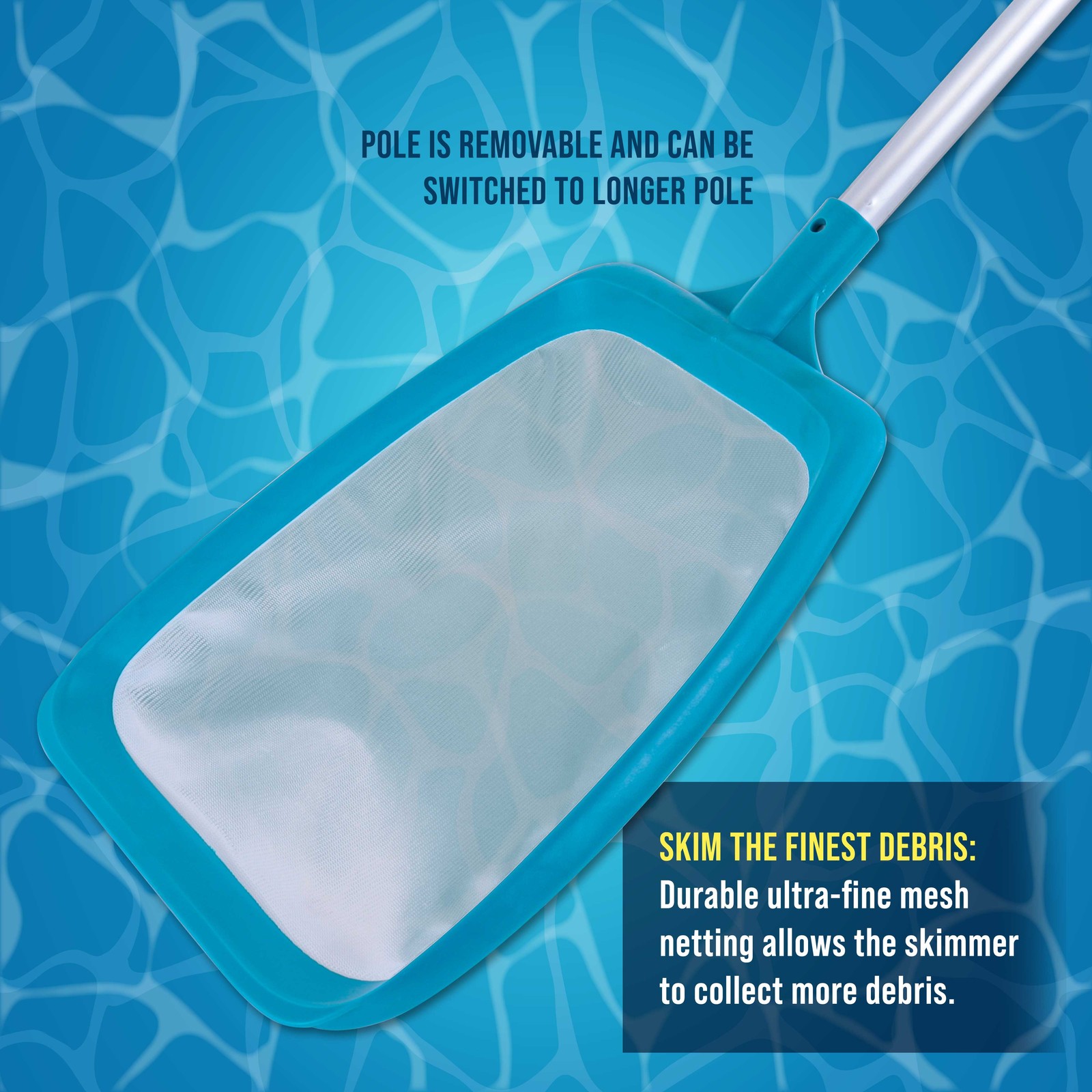 U.S. Pool Supply Spa, Hot Tub, Pool Hand Leaf Skimmer Net, 17&Prime; Pole – Ultra Fine