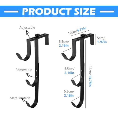 2Pcs Pool Pole Hangers – Adjustable Heavy Duty Hooks for Skimmers, Rakes – Black