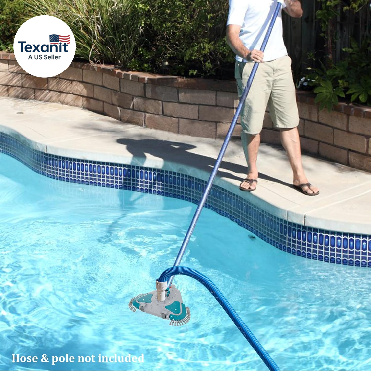 Upgrade Pro Weighted Triangular Pool Rotative Vacuum Head with Brush & EZ Clip H