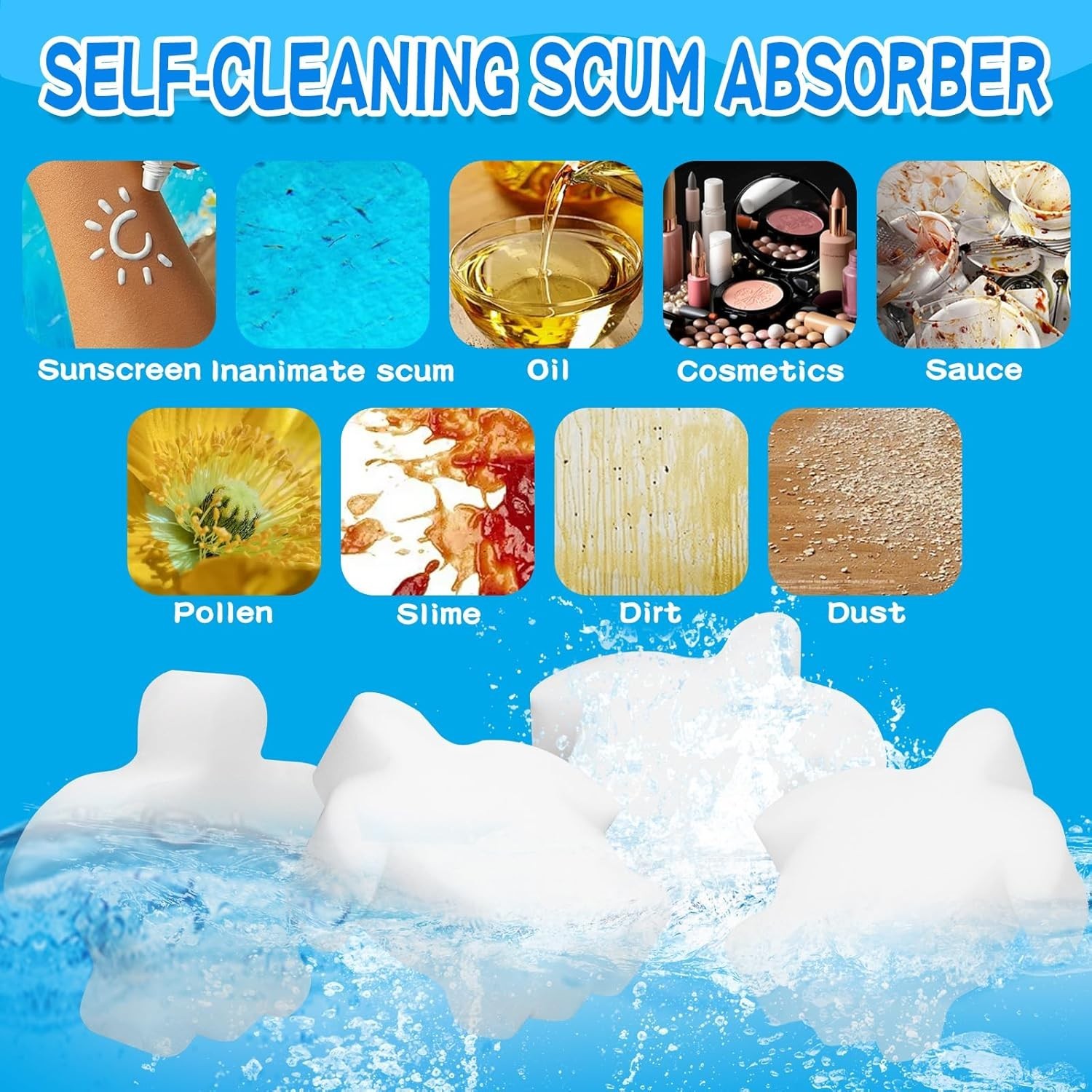 Pool Sponge Oil and Scum Absorber, white turtle 4-pack (NWOT)