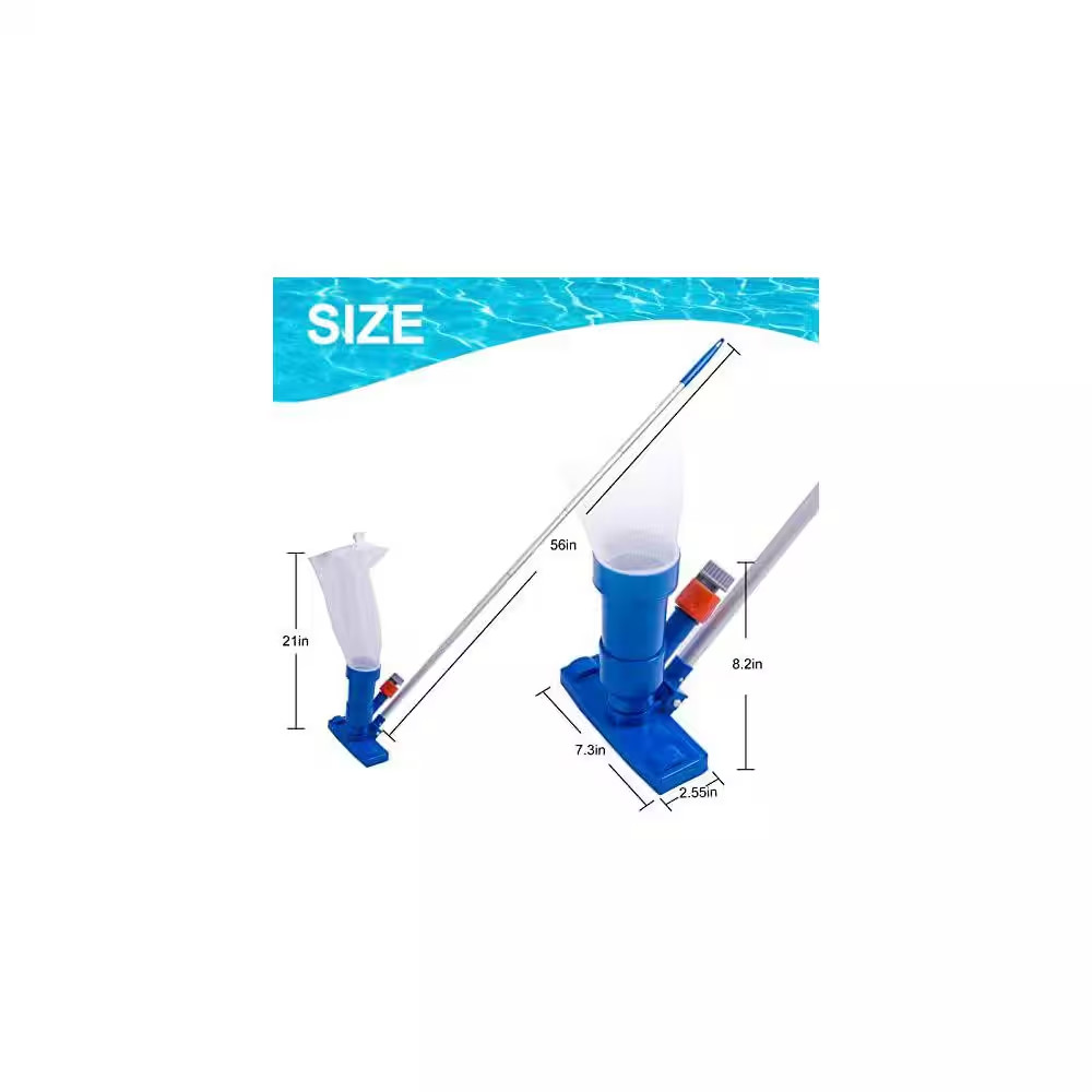 Upgraded Swimming Pool Jet Vacuum Cleaner with 56 In. Pole Brush Mesh Bags for S