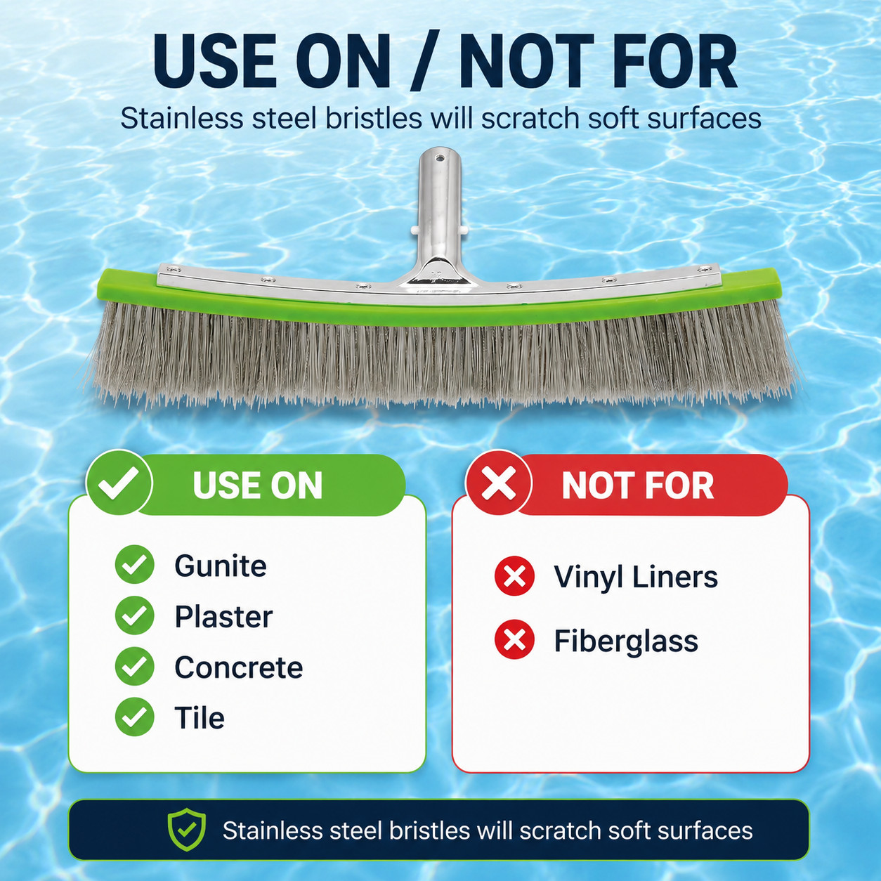 Piranha 20 Inch Professional Pool Brush with Nylon