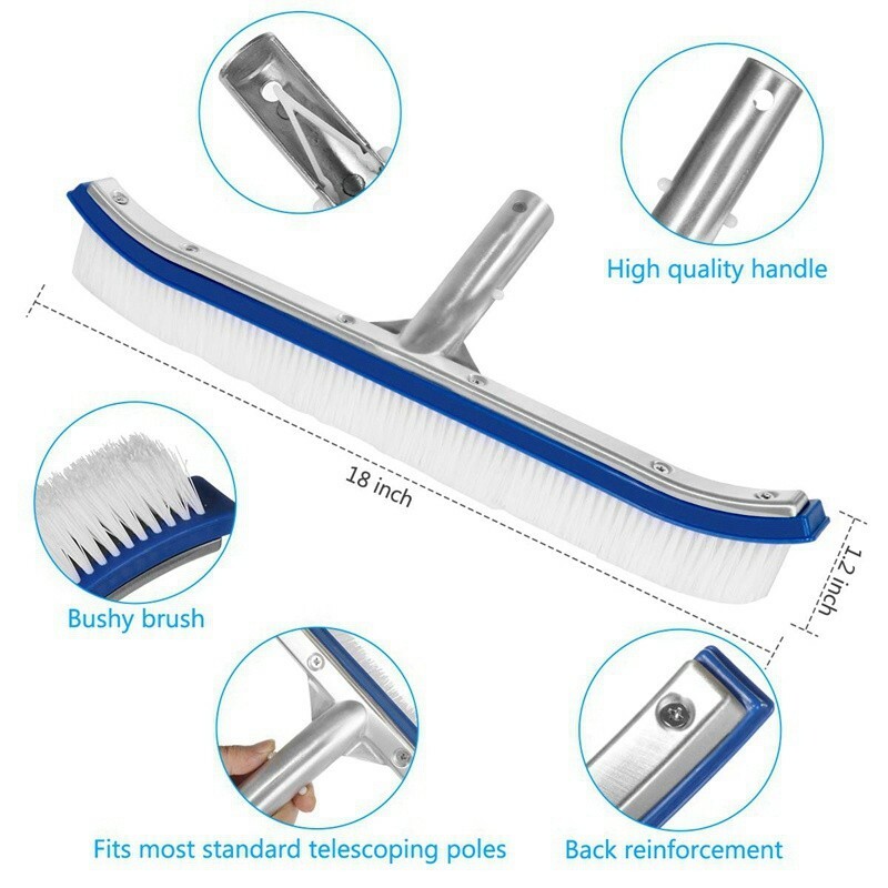 US (3 Styles) Aluminium Swimming Pool Cleaning Brush Head Heavy Duty Wall Floor