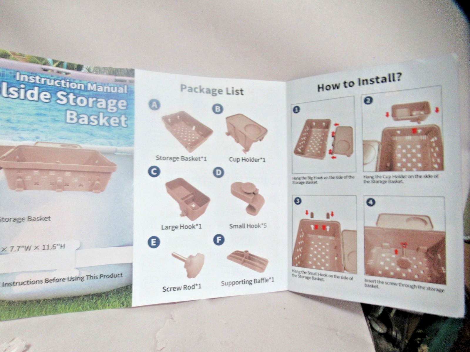 UPGRADE 2-Pack POOLSIDE STORAGE BASKET YC-020 5.3 L X 7.7W X11.6 H