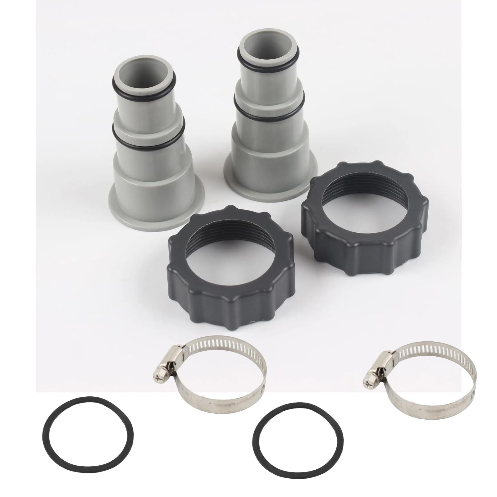 1.25&Prime; to 1.5&Prime; Type A Hose Adapter w/Collar for Threaded Connection Pumps Gray