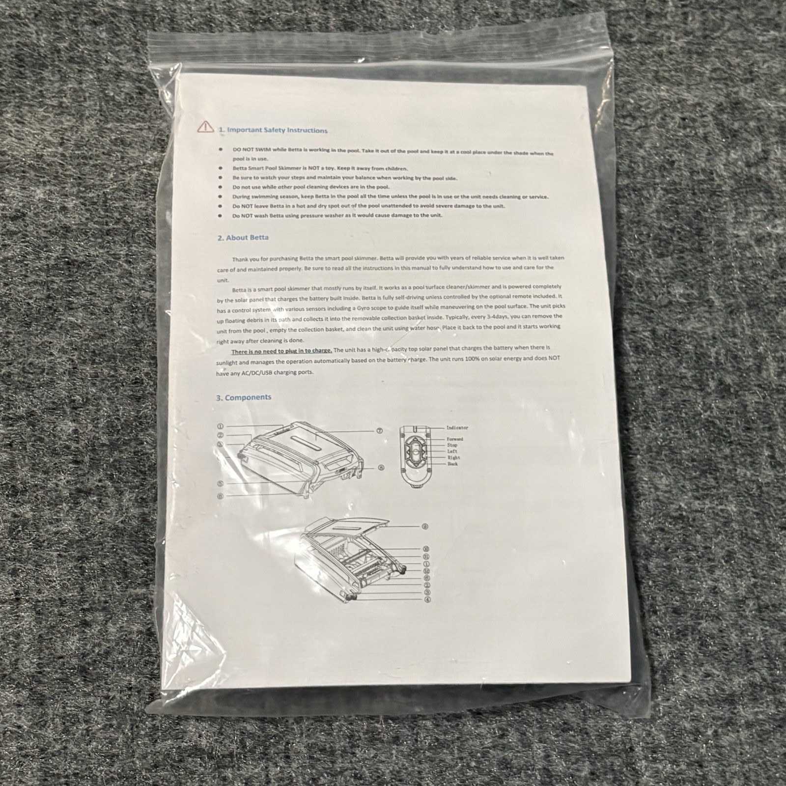 Betta Bot Smart Pool Skimmer Remote Control + Owner’s Manual Genuine OEM New