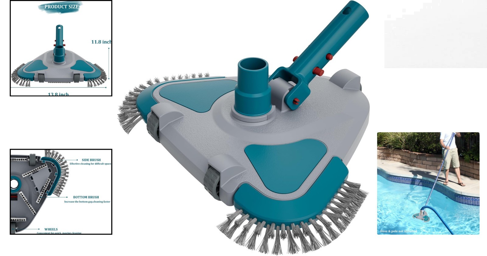 Universal Fit Pool Vacuum Head: Lightweight & Robust for Quick Surface Cleaning