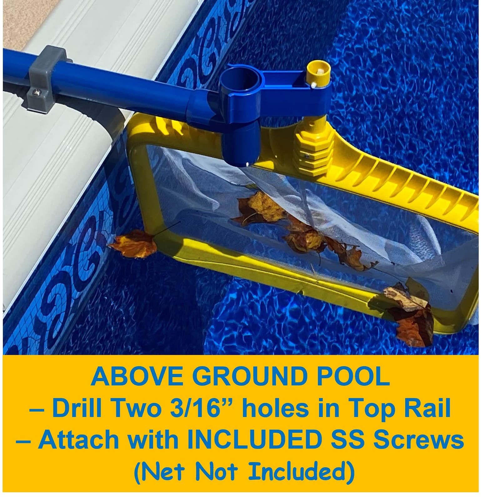Leaf Skimmer Kit for Above Ground & In-Ground Pools – Hands-Free Debris Removal