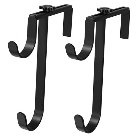 2pcs Double Pool Pole Hooks, Adjustable Thickened Panel Pool Fence Black
