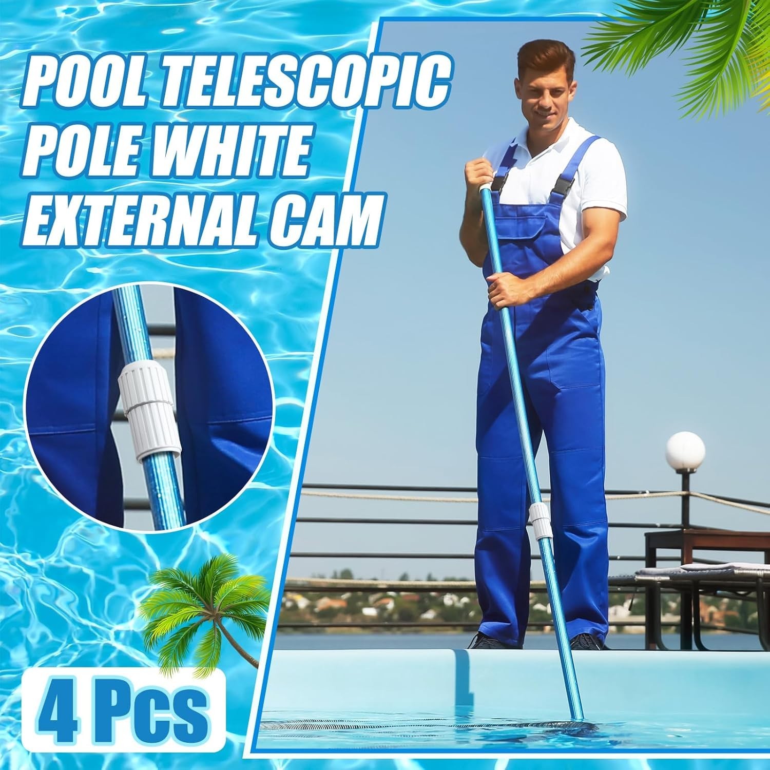 Telescopic Pool Pole Parts: 4-Pack Anti-Slip External Cam Locks – Easy Install