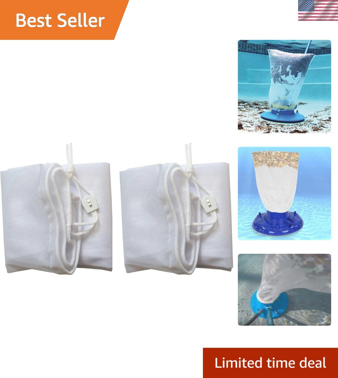 2-Pack Adjustable Fine Mesh Leaf Vacuum Bags 16&Prime;x24&Prime; – Ultimate Pool Cleaning